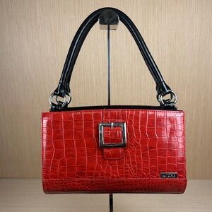 Miche Red Croc-Embossed Handbag